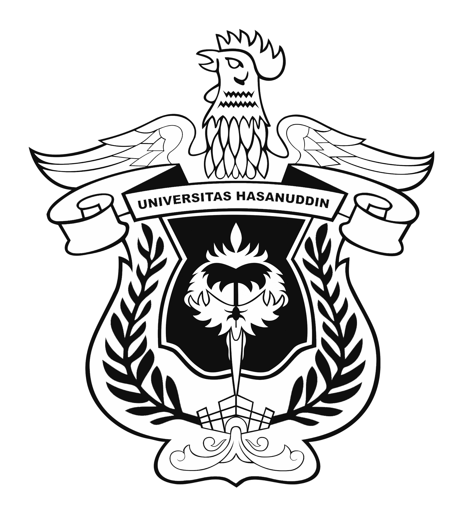 Logo UNHAS (Universitas Hasanuddin) Original Hitam Putih