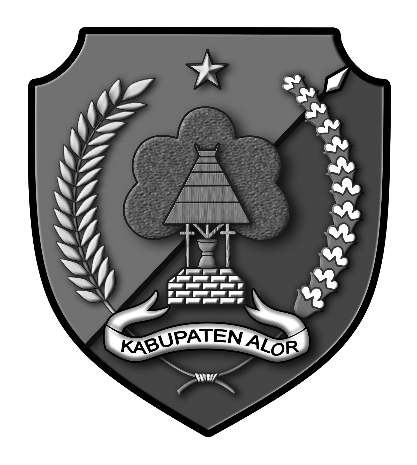 Logo Kabupaten Alor (INDONESIA) Hitam Putih