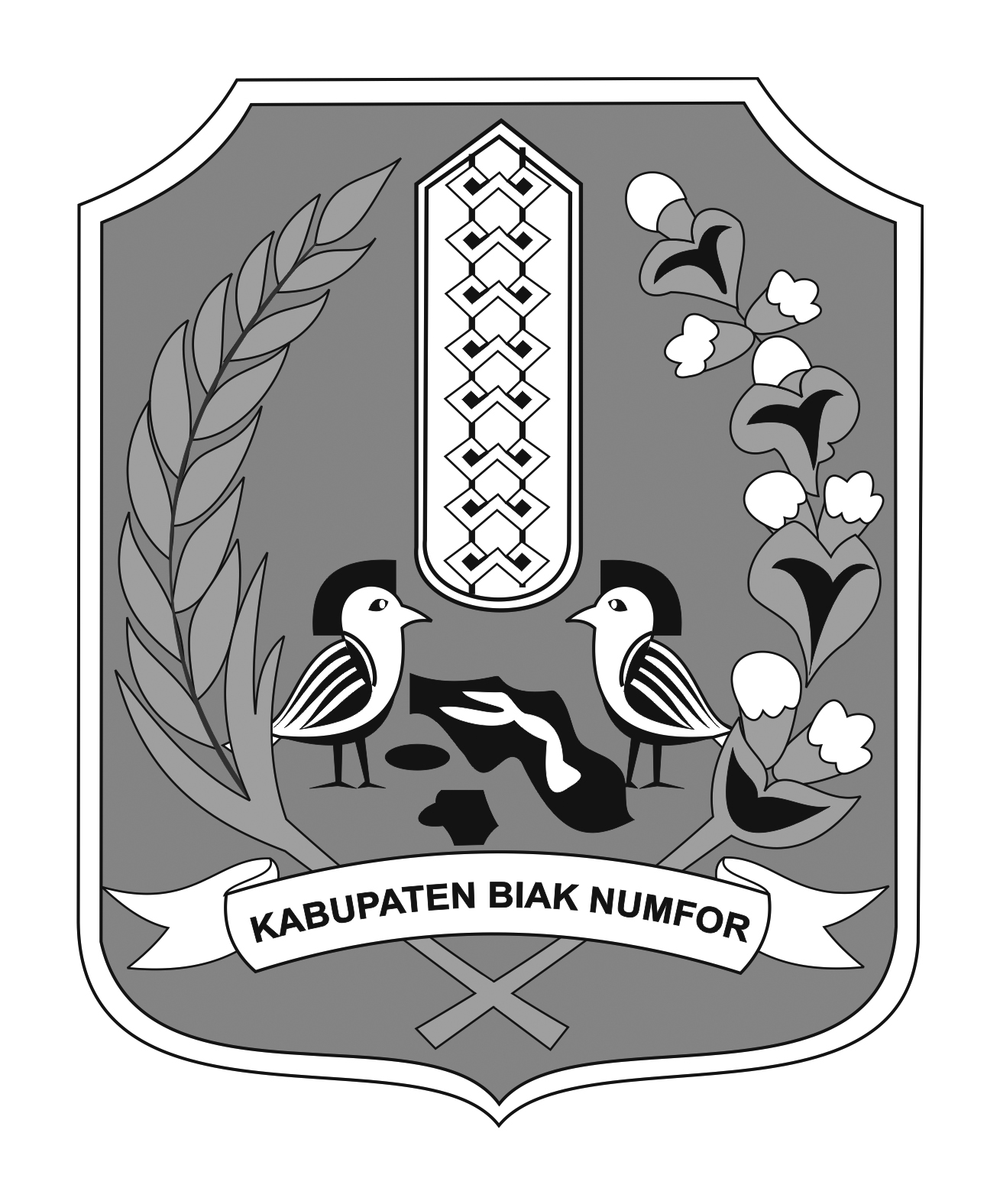 Logo Kabupaten Biak Numfor (INDONESIA) Hitam Putih
