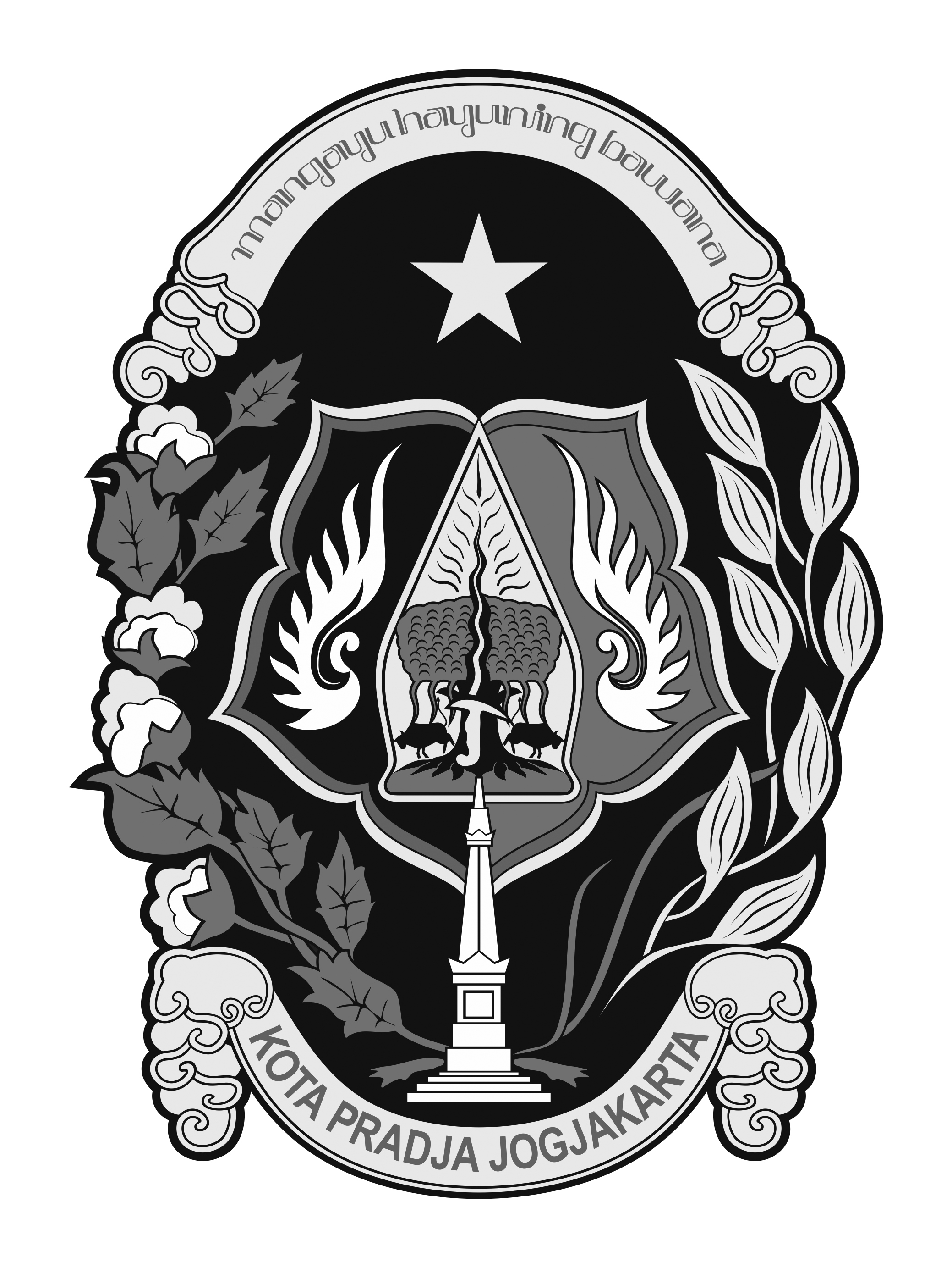 Logo Kota Yogyakarta (INDONESIA) Hitam Putih